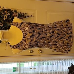 Bob Timberlake brown white leaf print sleeveless beaded tank cotton Small EUC …